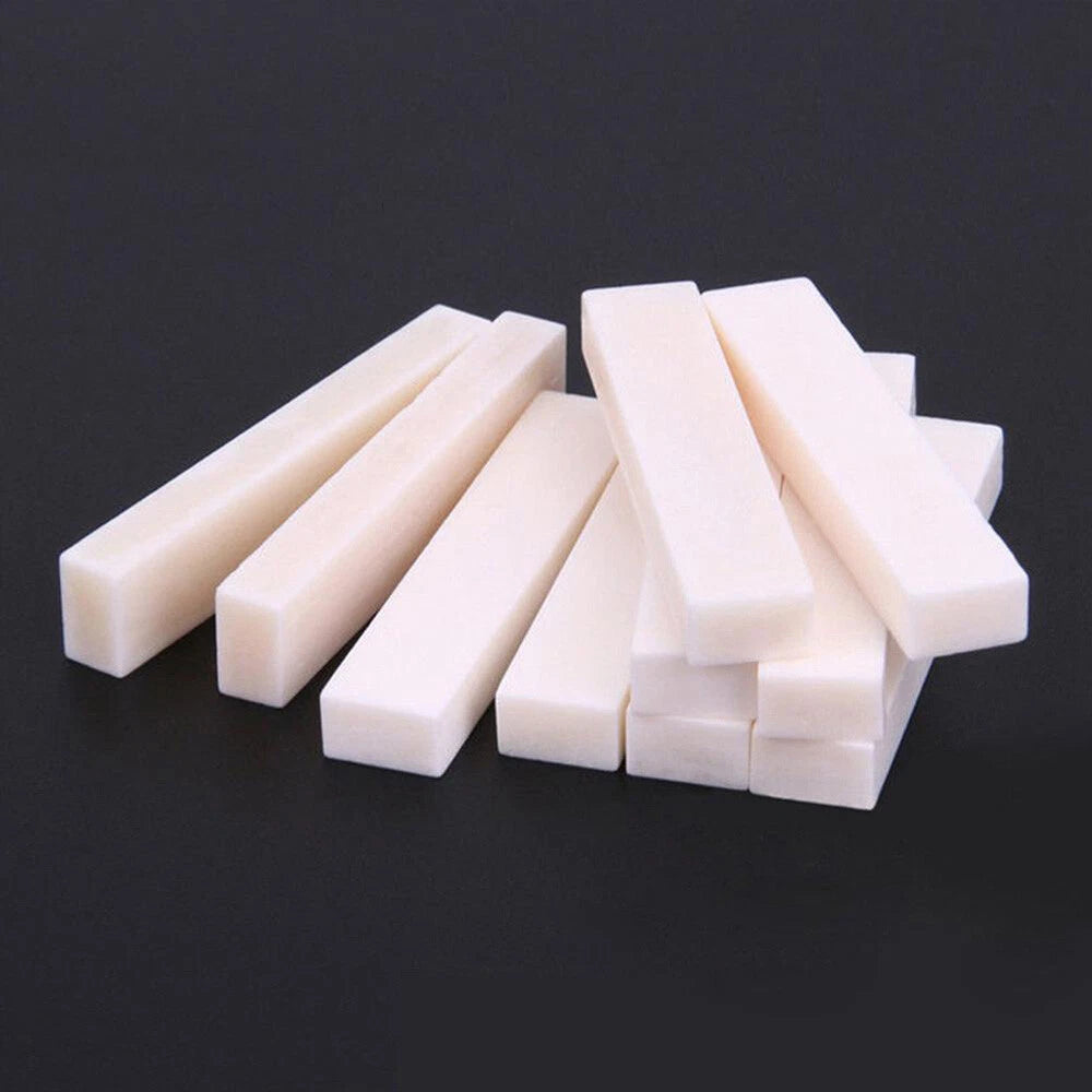 10PCS Unbleached Bone Nut for Guitar Bass Ukulele (52x10x6mm)