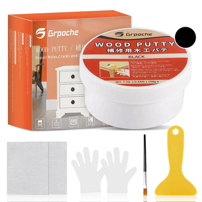 Wood Filler Putty, Black, Paintable, Stainable, Sandable, 7 oz