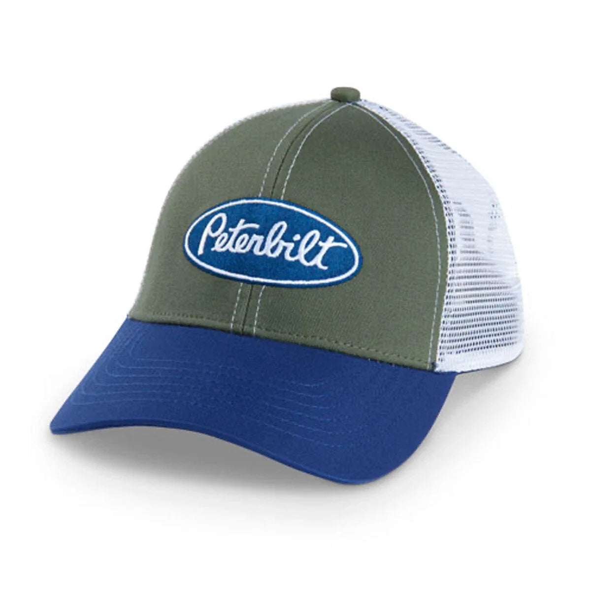 Peterbilt Motors Cap for Peterbilt (Green Horizon Hat, Blue Bill, White Mesh)