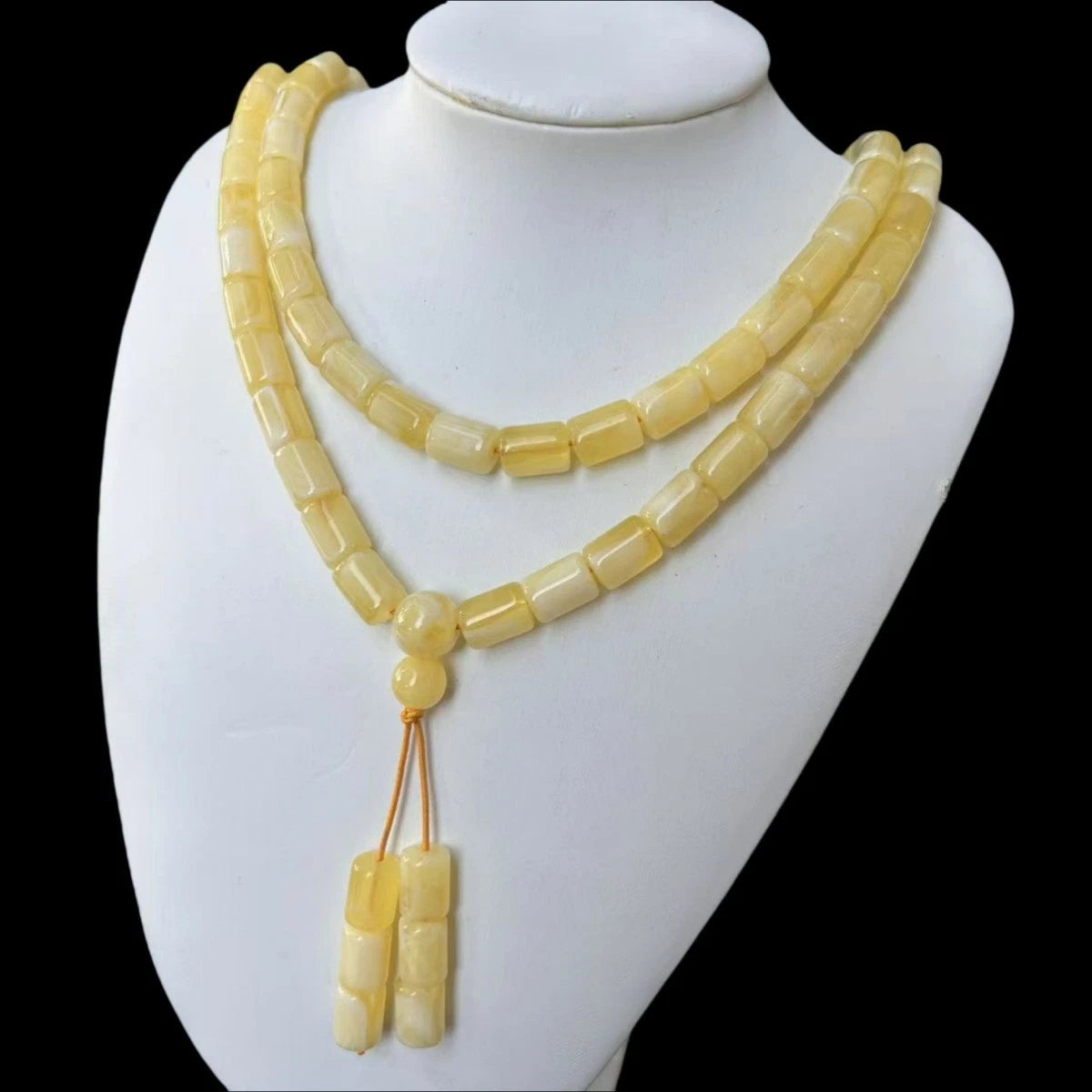 2X Yellow Amber Bead Bracelet for Unisex Necklace (Handmade)