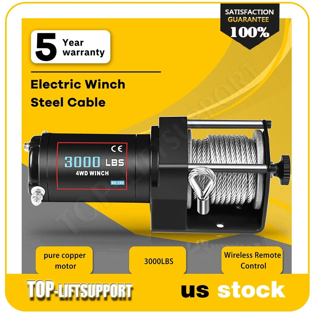 3000LBS Electric Winch for Truck Trailer Off-Road 4WD