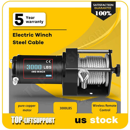 3000LBS Electric Winch for Truck Trailer Off-Road 4WD