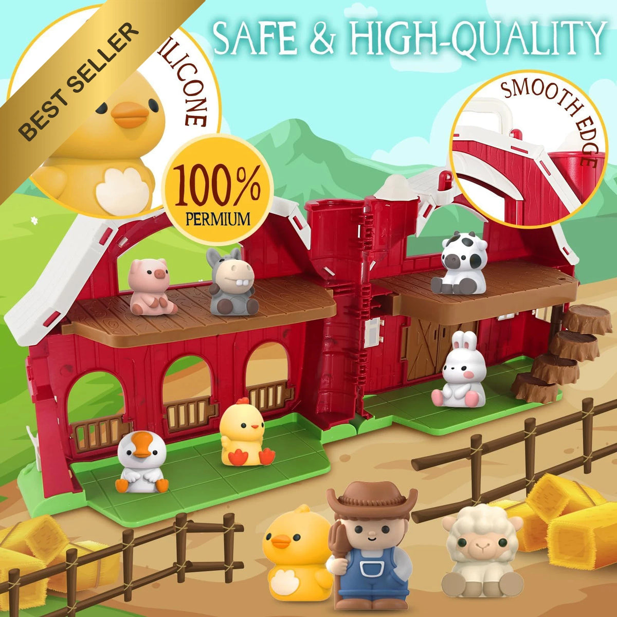 AuroTops Big Red Barn Playset for Toddlers