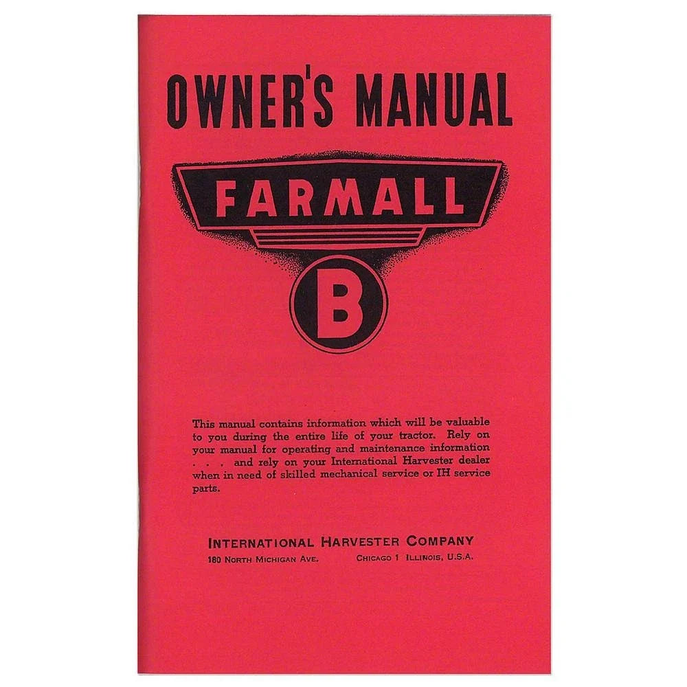 Operator Manual for Farmall B (Fits International)