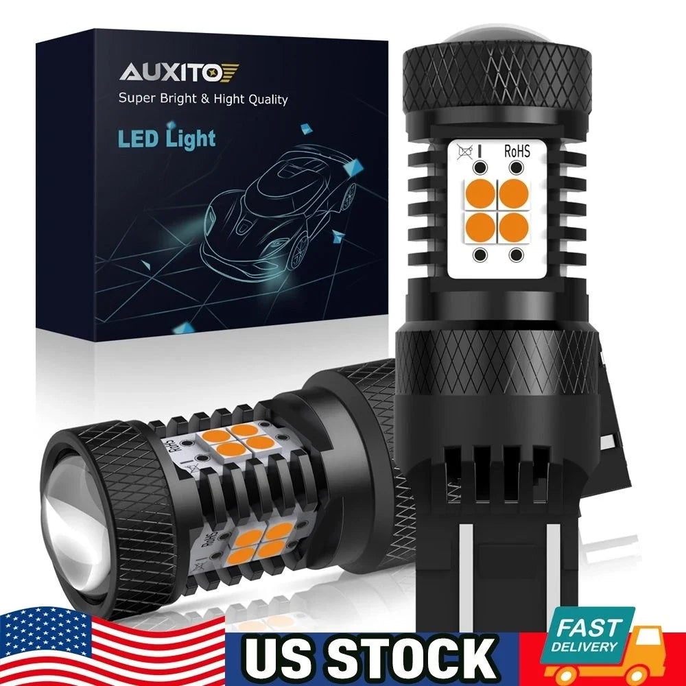 2X Amber LED Turn Signal Light for AUXITO 7443 7440 7444 (Error Free)