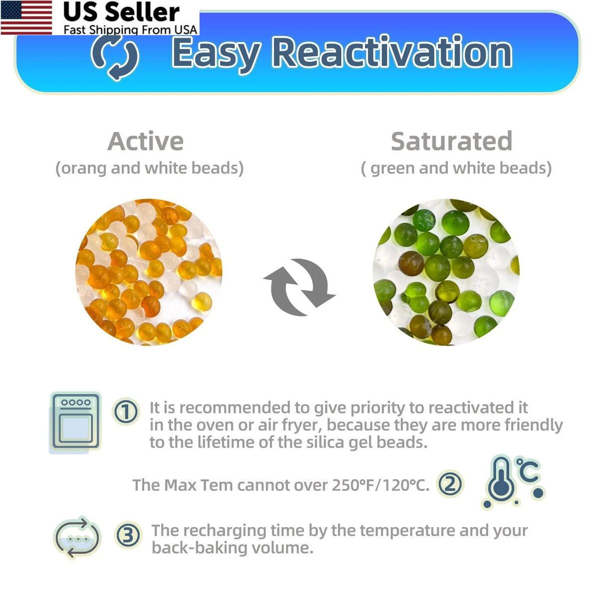 10 Pack Rechargeable Silica Gel Packets for Moisture Control