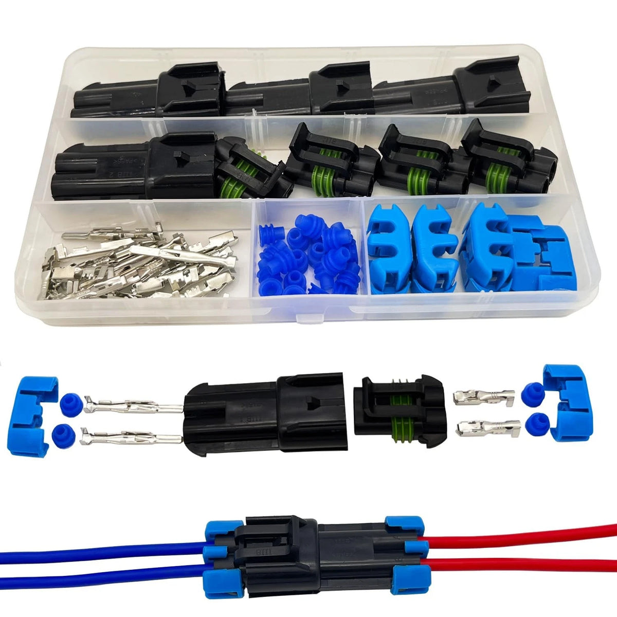 Set of 4 Waterproof 2 Pin Automotive Connectors for Quick Disconnect