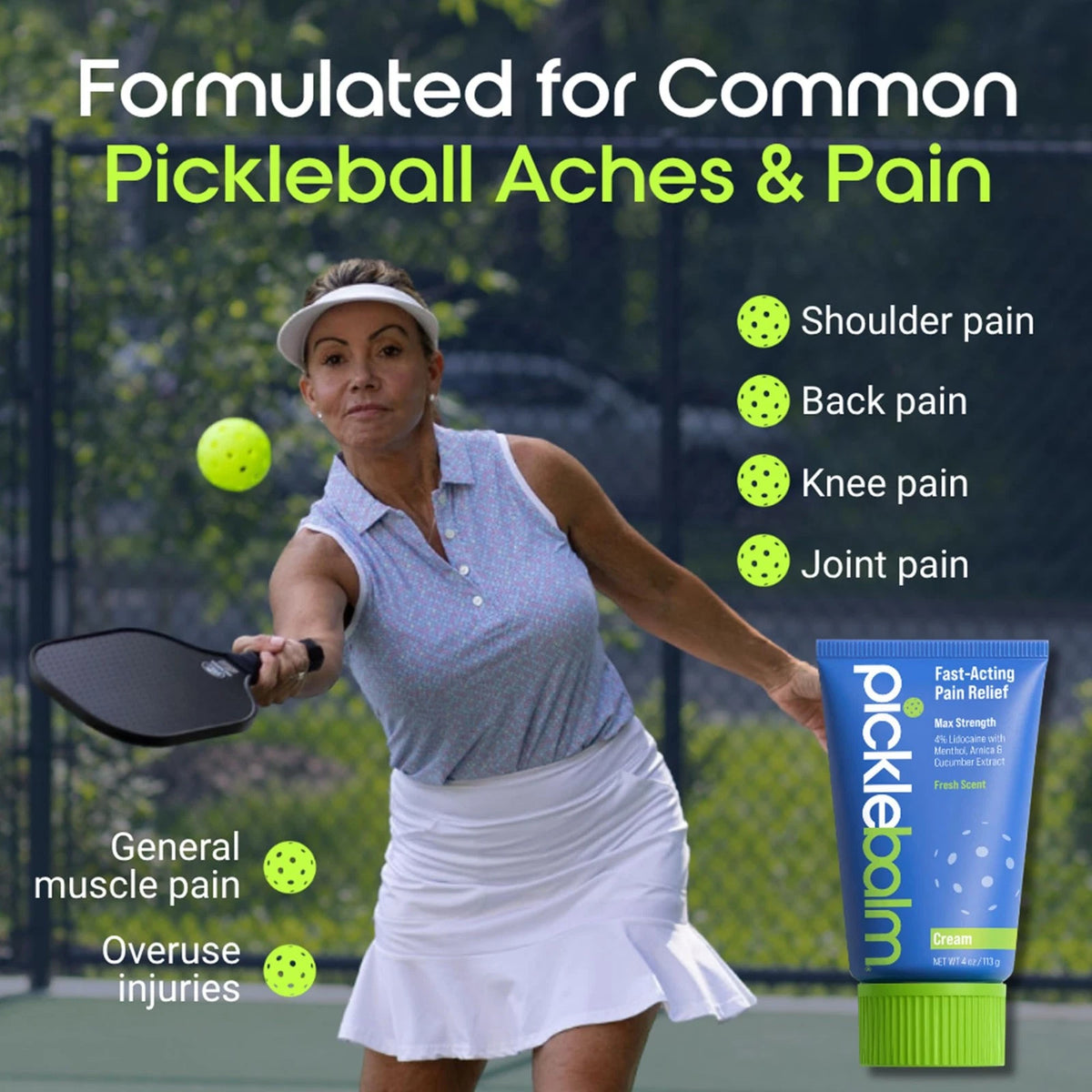 PickleBalm Muscle Pain Relief Cream for Pickleball (4 Ounce)