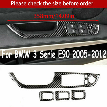 Carbon Fiber Door Window Switch Button Cover for BMW E90 (2005–2012)
