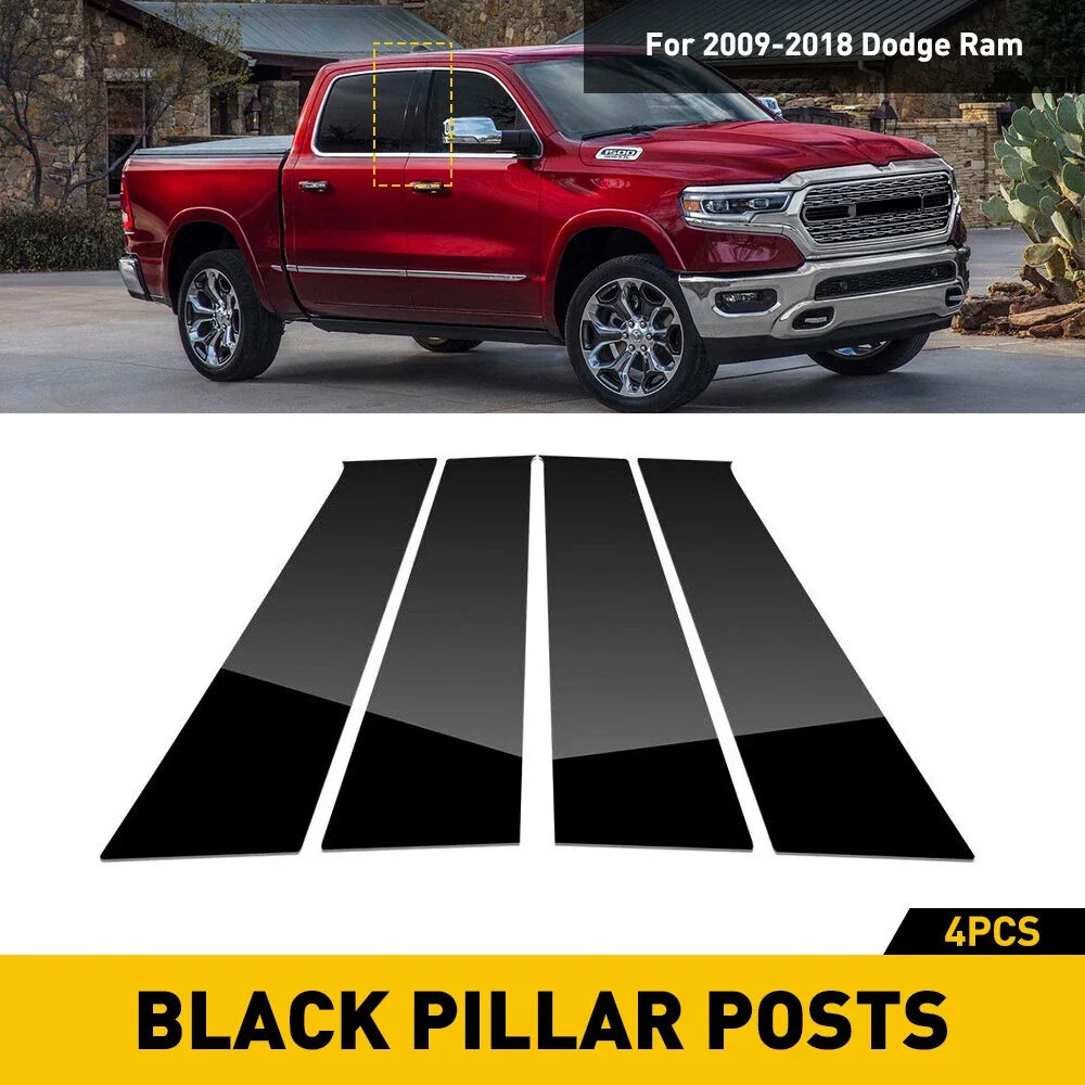 Set of 4 Body Side Molding Flat Trims for Dodge RAM Crew Cab (2009–2018)