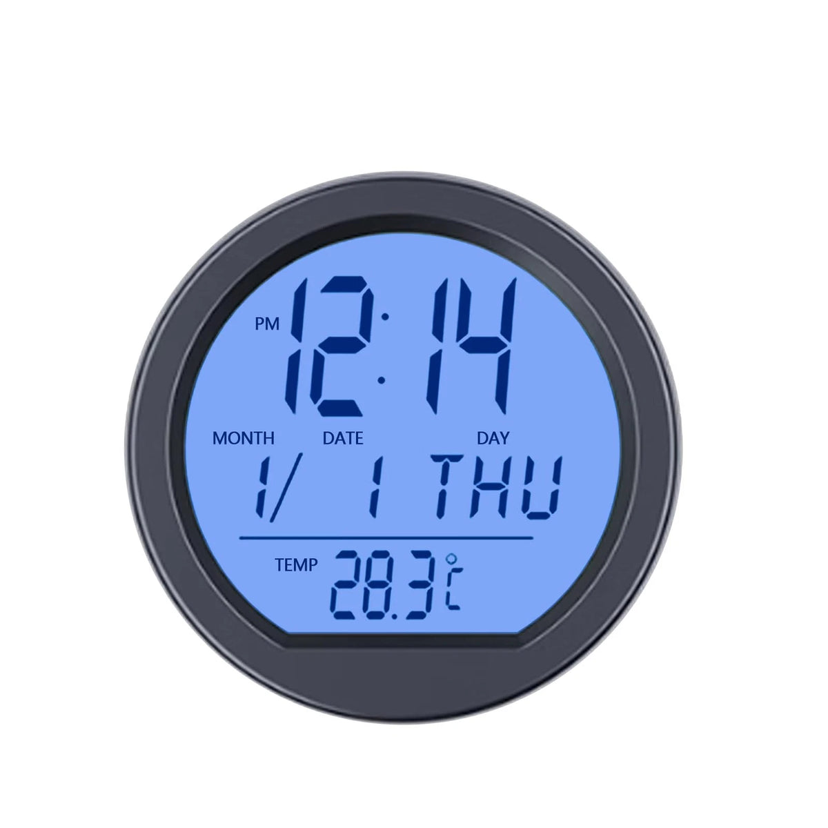 Solar-Powered Clock Gauge for Automotive Use (Universal Fit)