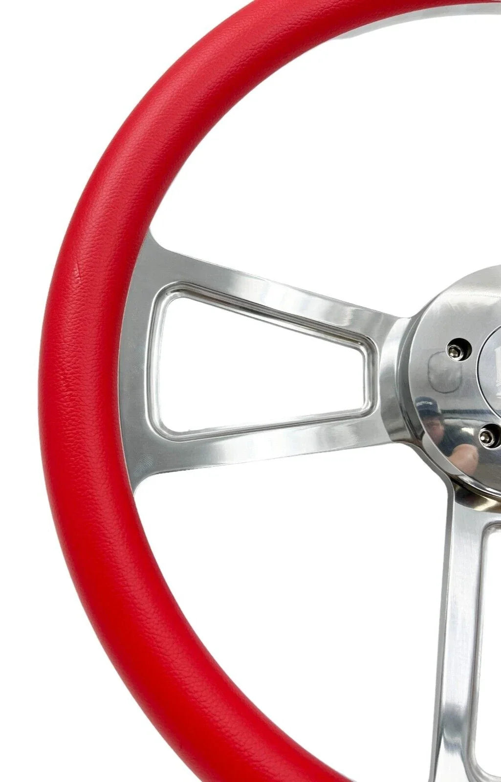 Polished 5 Hole Steering Wheel Rim Red Wrap for Peterbilt Kenworth Freightliner (18")