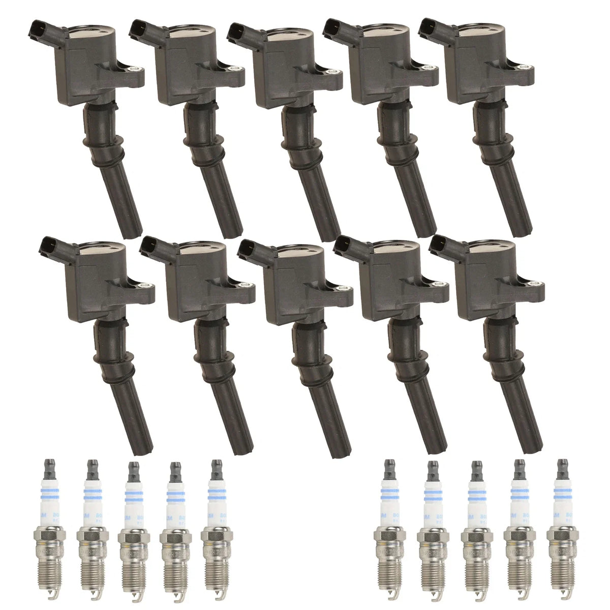 Set of 10 Ignition Coils & 10 Spark Plugs for Ford 6.8L V10 (2000–2008)