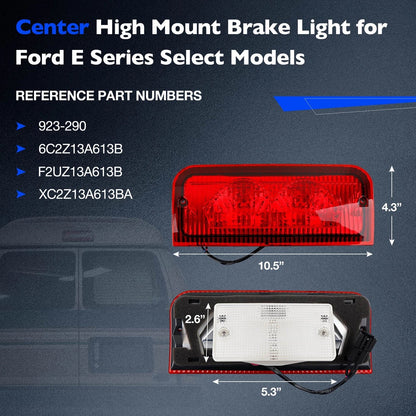 Rear Roof Mounted Third Brake Light for Ford E-150 E-250 E-350 (1992–2022) 923-290