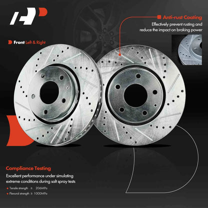 Set of 2 Drilled Brake Rotors + Ceramic Pads for Mazda 6 (2019–2021) S12145094, P-1711