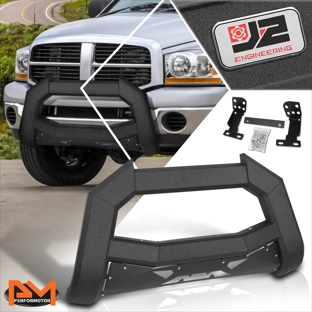J2 Bat Face Bull Bar Bumper Grill Guard for Dodge Ram 1500-3500 (2002–2009)