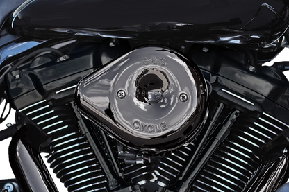 S&S Cycle Stealth Teardrop Air Cleaner Cover for Harley M8 (2017–2023) - Lava Chrome 170-0779