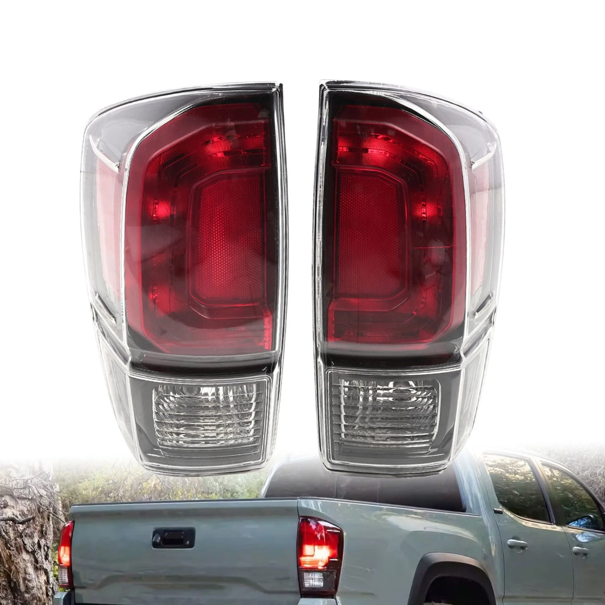 Pair Black Tail Lights for Toyota Tacoma (2016–2023) TO2800201, TO2801201