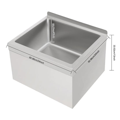 Stainless Steel Mop Sink 24x24x13in with Drain Hose for Commercial Use
