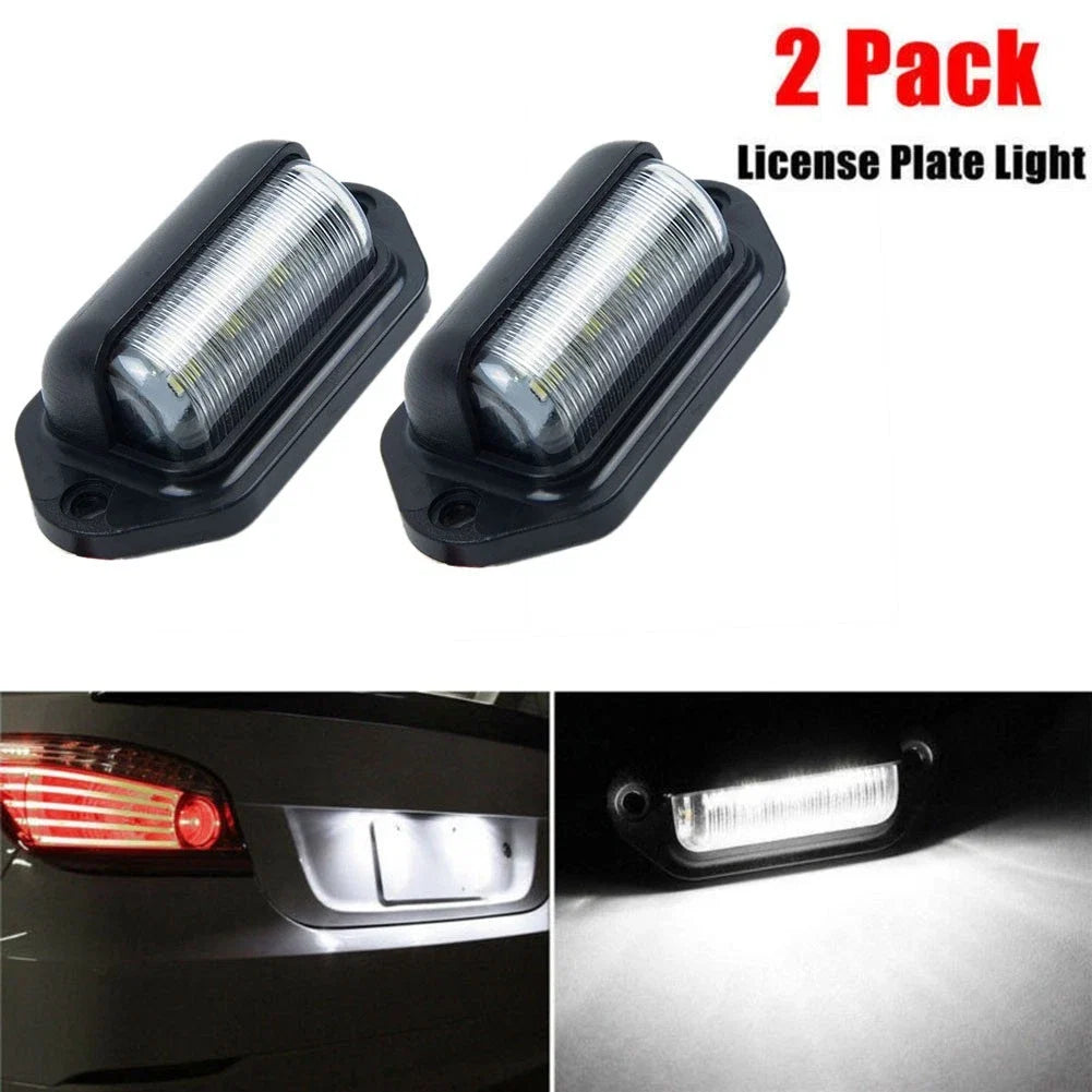 2X LED License Plate Lights for Car Boat Truck Trailer (10-30V)