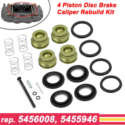Set of 4 Piston Disc Brake Caliper Rebuild Kit for GM (5456008, 5455946)