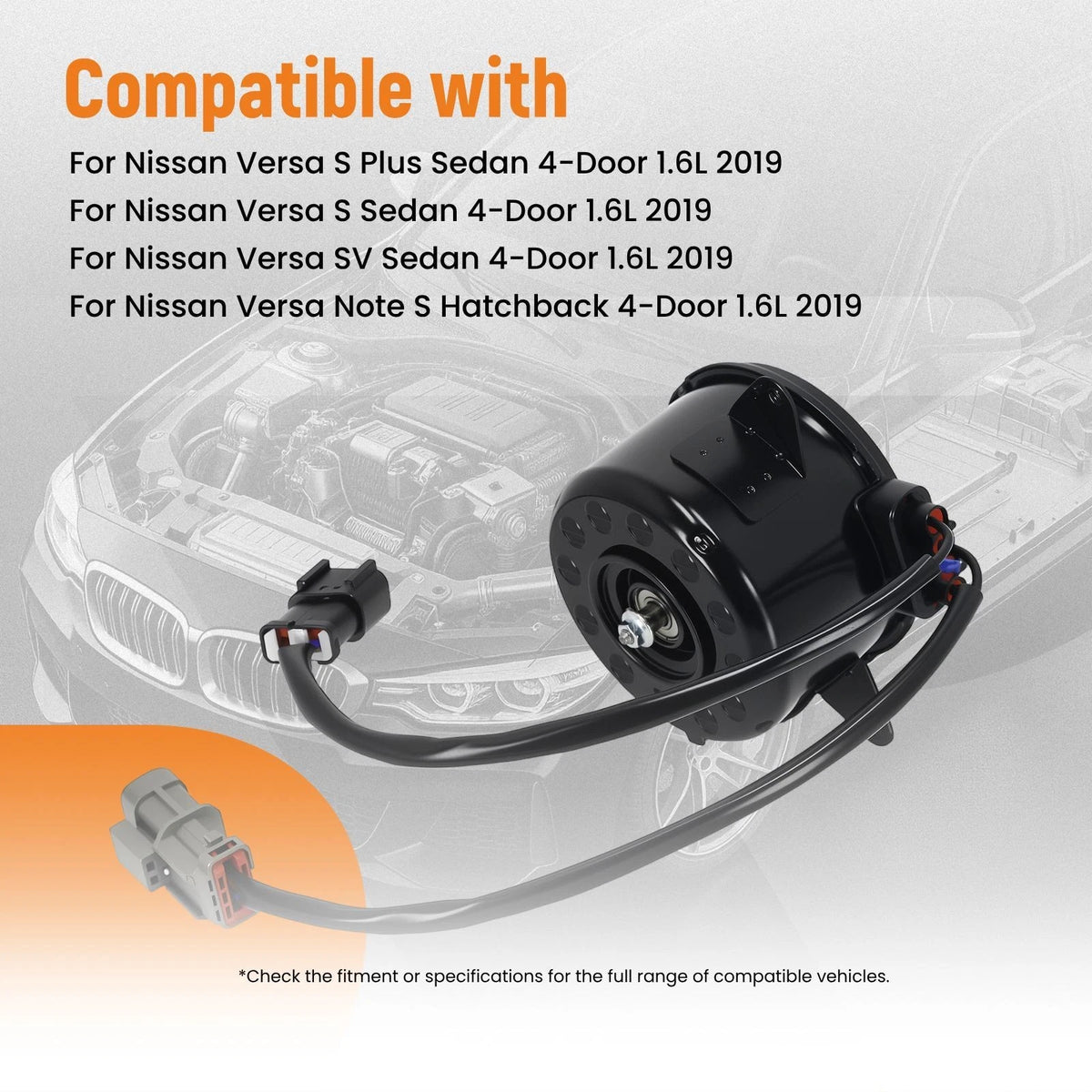 Radiator Cooling Fan Motor for Nissan Versa Sedan (2017–2019) 3QI6TM, 214871KA0E, 214871KA0B, 214871KA0A