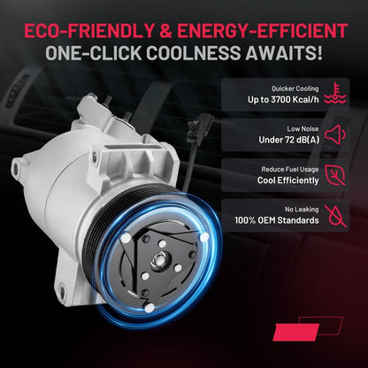 AC Compressor w/ 6-Groove Pulley for Nissan NV200 (2013–2021) Chevy City Express (2015–2018)