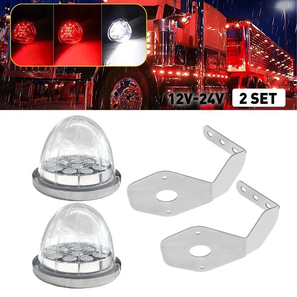 Universal LED Side Marker Turn Signal Clearance Light - Red White Lens