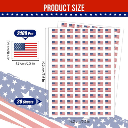 2400 Pcs Mini Sticker Paper Decals for 4th of July (0.5 in, White)