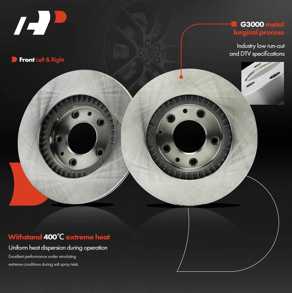 2X Disc Brake Rotors for Mazda MX-5 Miata (2006–2015) 12145075, BR900464, PRT5805