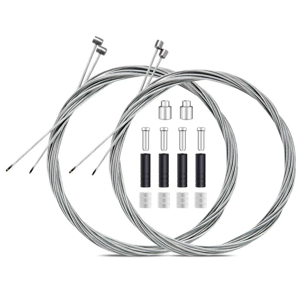 Set of 2 Universal Bike Brake Cable Gear Shifter Wires - Silver