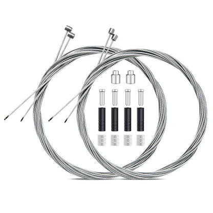 Set of 2 Universal Bike Brake Cable Gear Shifter Wires - Silver