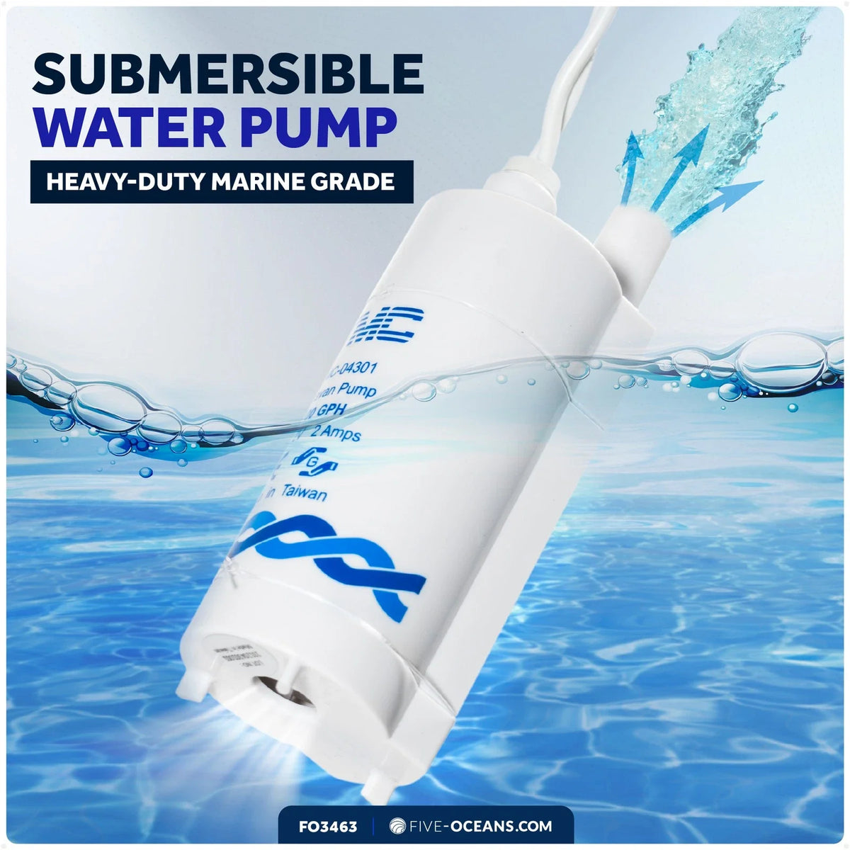 TMC 100 GPH Submersible Electric Galley Water Pump for Boat and RV (12V)