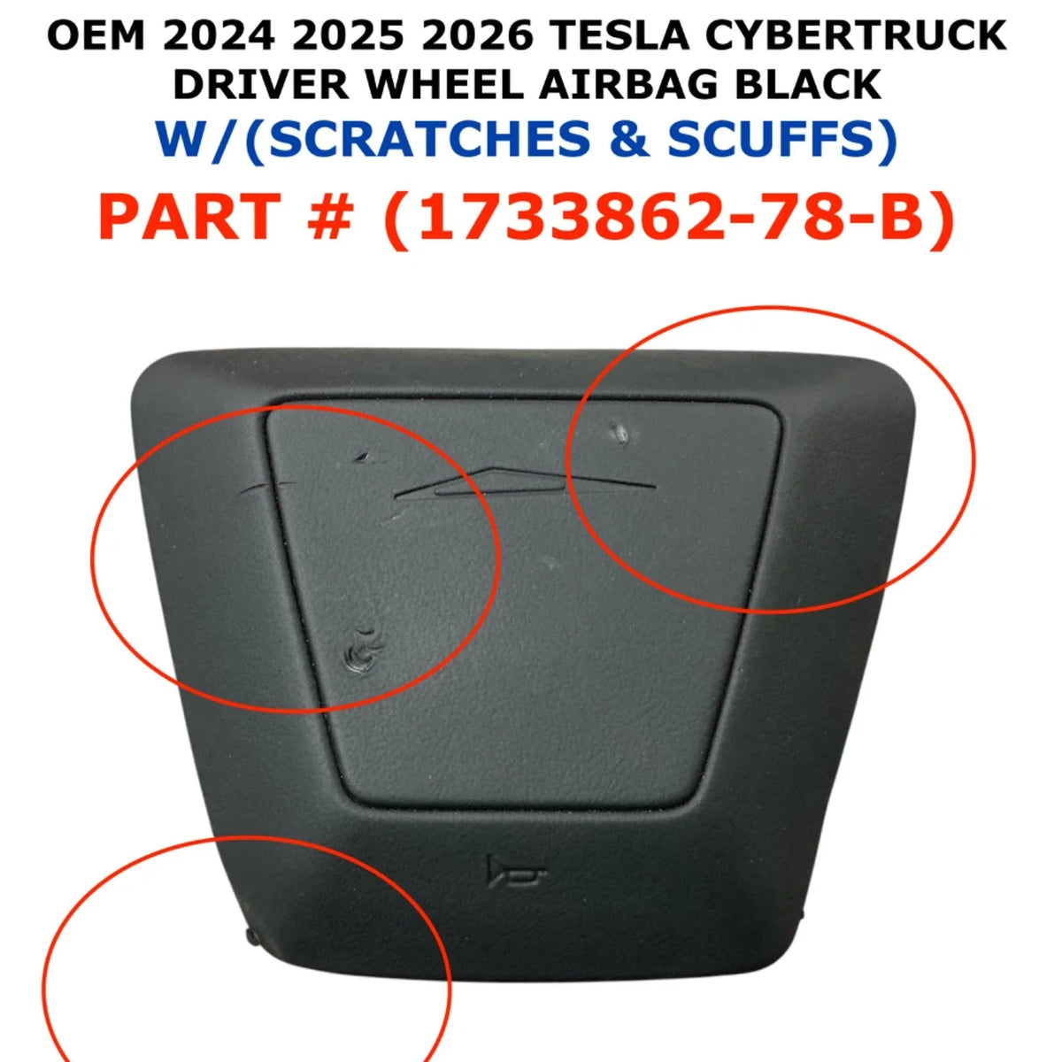 Driver Wheel Airbag for Tesla Cybertruck (2024–2026) 1733862-78-B Black