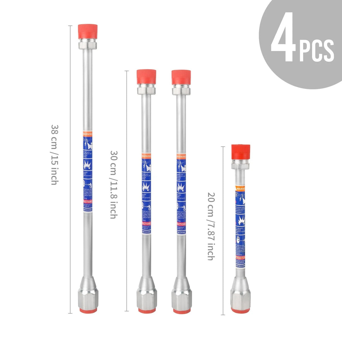 Set of 4 Airless Paint Sprayer Extension Poles, Aluminum, 8 Inches