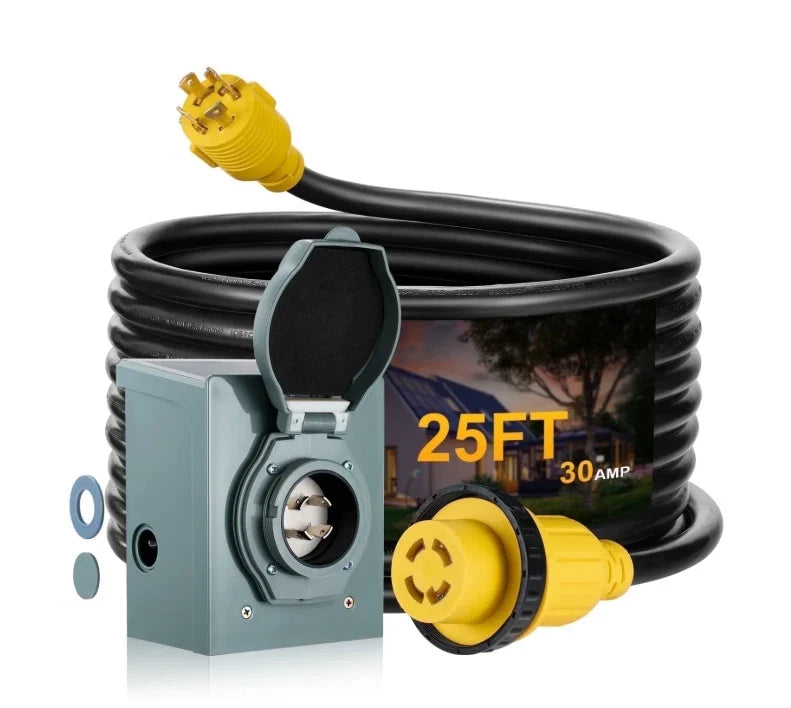 25ft 30 Amp Extension Cord with Generator Inlet Box for Heavy Duty (2024–2025)
