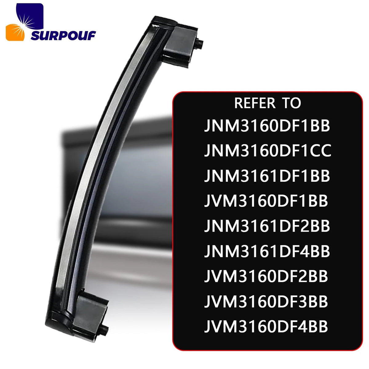 Microwave Door Handle with Support for Black (Fits WB15X10275, WB06X10939)