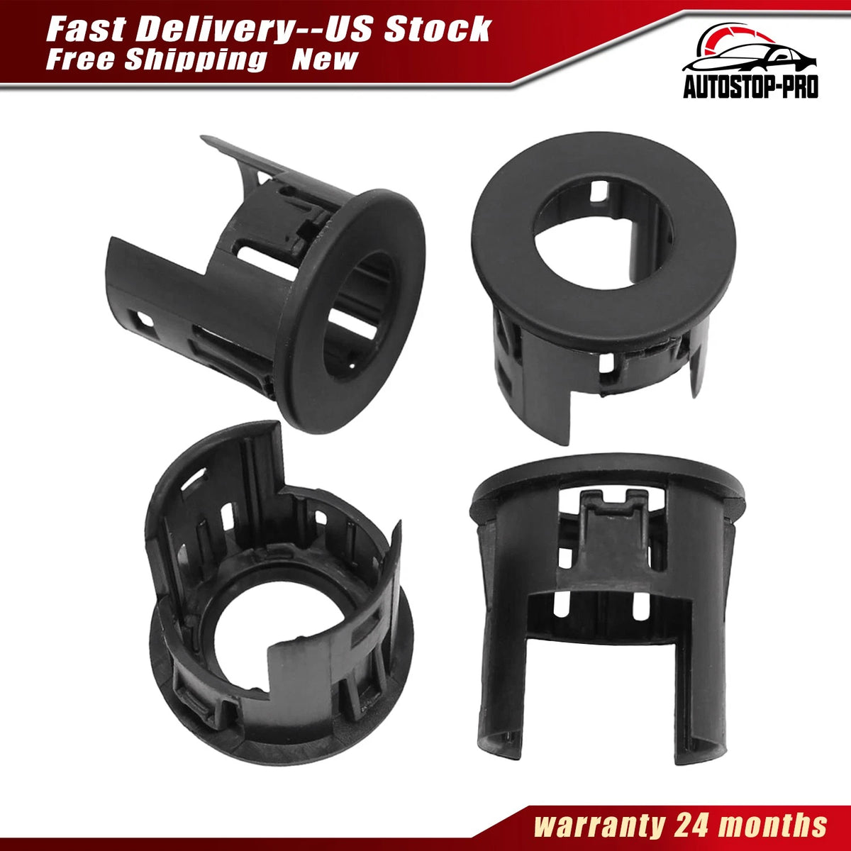 Set of 4 Park Sensor Bezels for Chevrolet Silverado GMC Sierra (2014–2019) 23276807