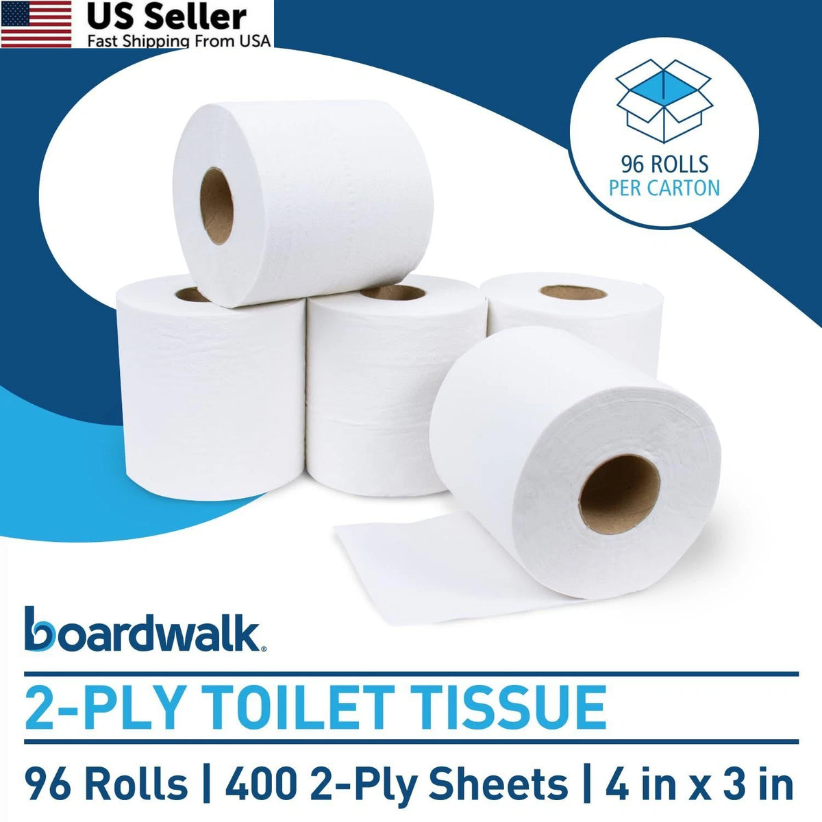 2X Two-Ply Toilet Tissue for Boardwalk BWK6144 (Pack of 96)