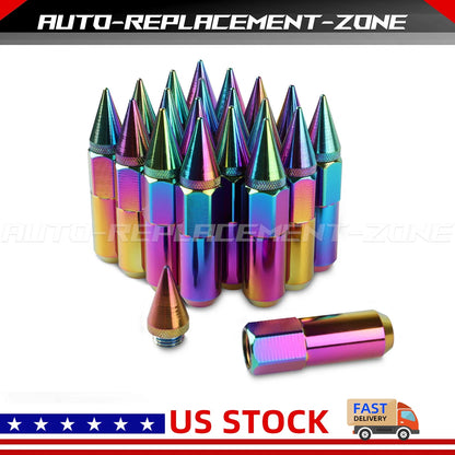 20PCS M12X1.5 Spiked Tuner Lug Nuts for Rims (Neo Chrome)