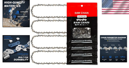 Set of 4 Durable 16 Inch Chainsaw Chains for Craftsman & Echo