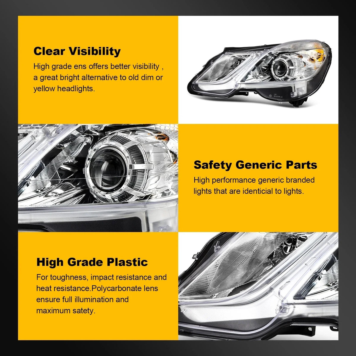 Driver Side Headlight Assembly for Mercedes-Benz E550 (2010–2013)