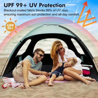 Portable Anti-UV Beach Tent Sun Shade Shelter for 3/4/6/8 Person