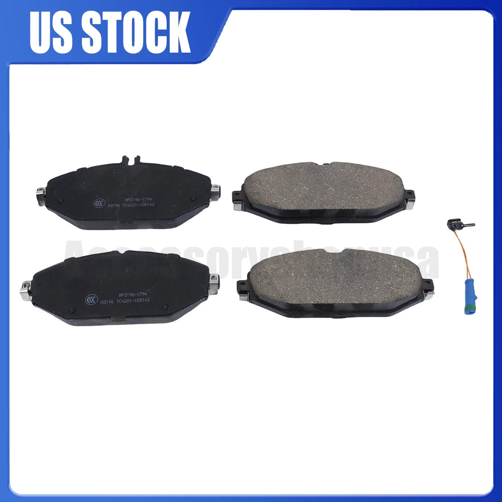Set of 4 Front Brake Pads with Sensors for Mercedes-Benz C250 C300 E300 (2015–2019)