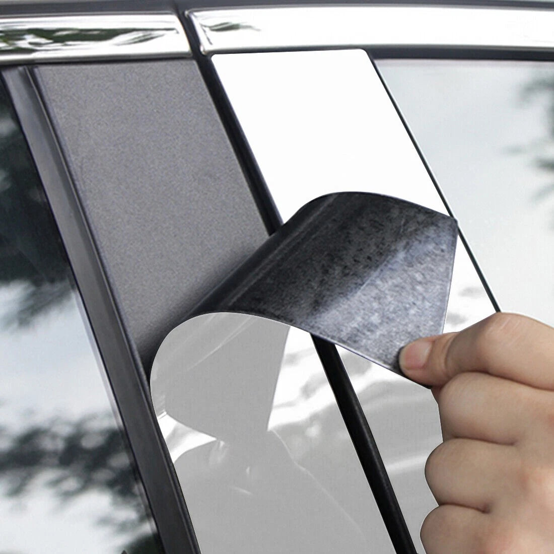 8X Silver Exterior Pillar Post Stickers for Hyundai Solaris Verna (2018–2022)