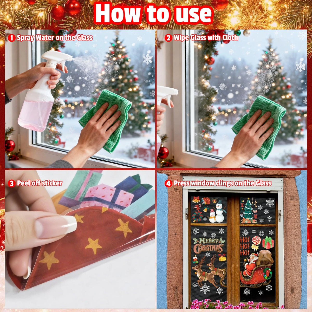 Snowflake Window Clings Stickers for Christmas Party Decorations