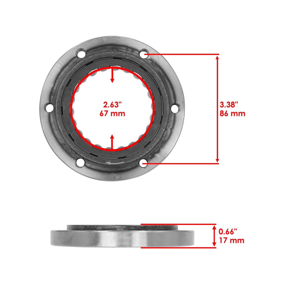 Starter Clutch One Way Bearing Sprag for Arctic Cat 500 4X4 (2013–2017) CL1633SC179ST, 0802044, 0802046