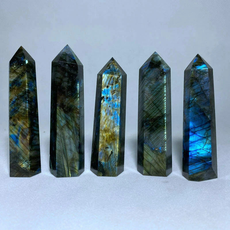 Natural Labradorite Quartz Crystal Obelisk for DIY Projects