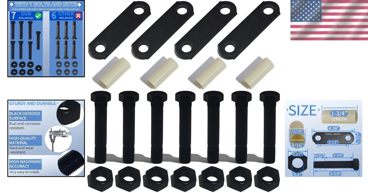 Trailer Axle Shackle Kit for Repairs (Includes 7 Nuts & Bolts)