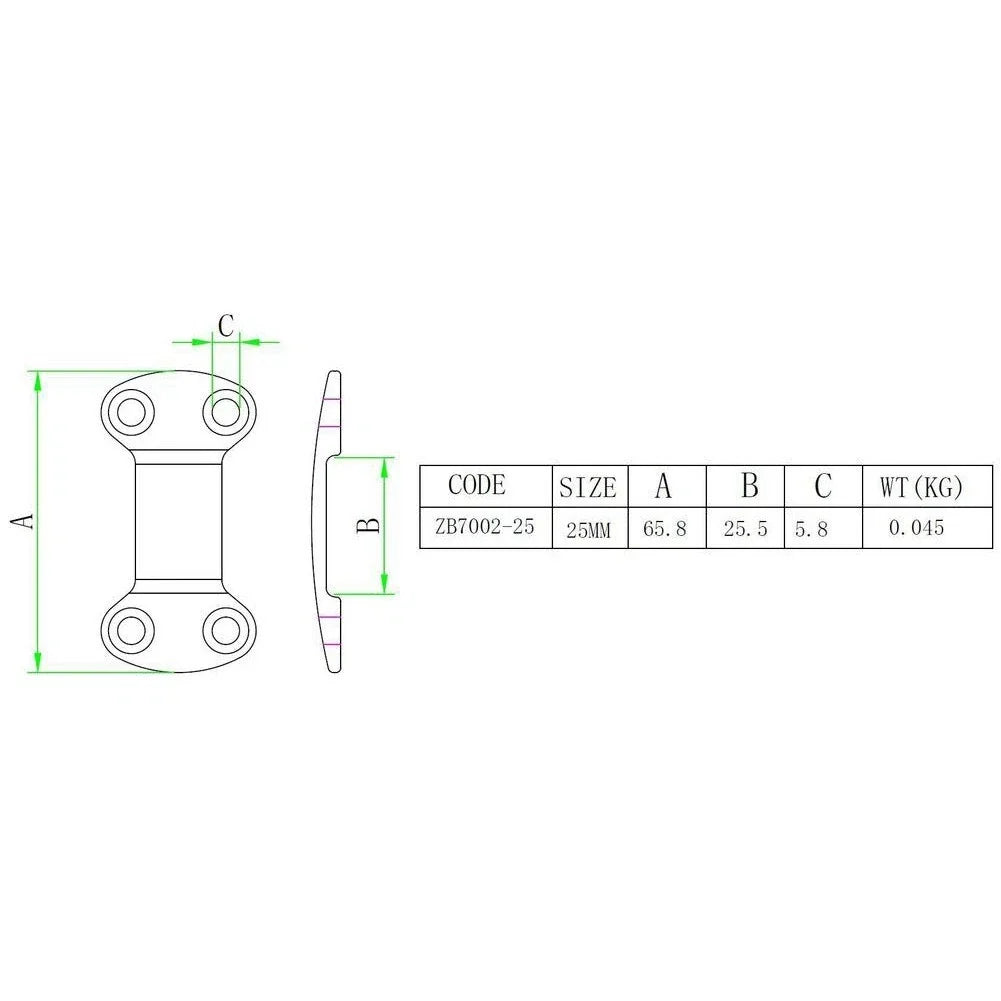 Tie Down Plate 25mm 316 Stainless Steel for Marine Trailer (2010–2023)